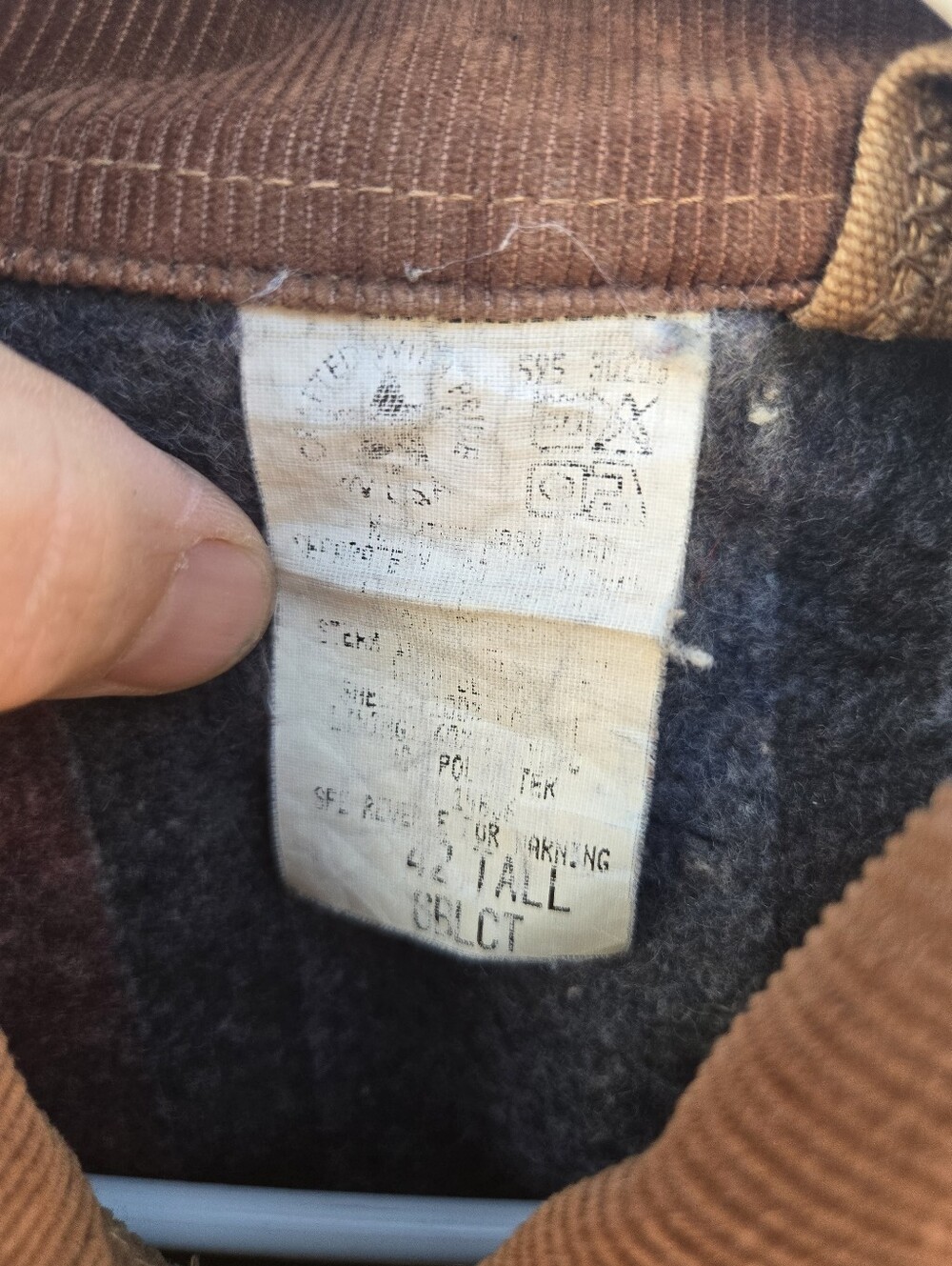 Carhartt Brown Duck Canvas Chore Coat with Corduroy Collar Vintage Size 42 - Picture 5 of 8